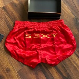 Tesla Short Shorts XL Red “Sexy” Satin Pull On Boxers New in Box